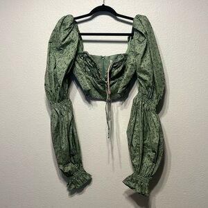 House of CB Green Puff Sleeve Top